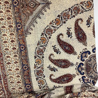 714 Persian Ghalamkari Cotton Handmade Tablecloth Tapestry with Paisley Design