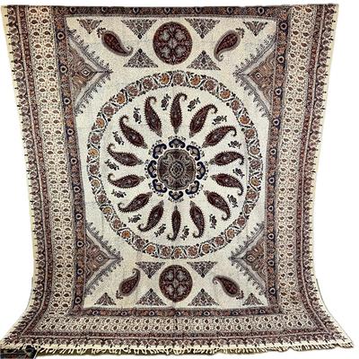 714 Persian Ghalamkari Cotton Handmade Tablecloth Tapestry with Paisley Design
