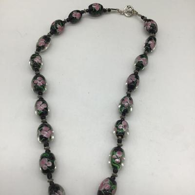 Fashion beaded glass flower necklace