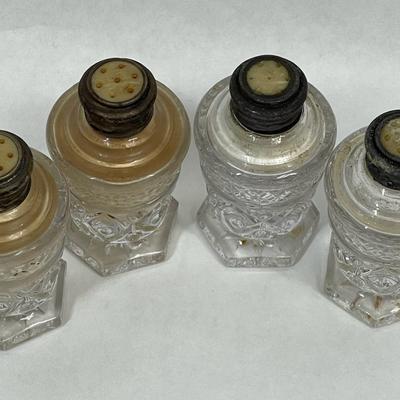 Vintage Glass Salt & Pepper Shakers 4 pcs