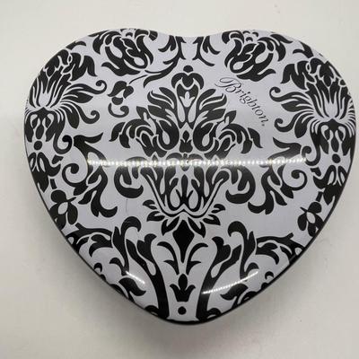 Vintage Black & White Brighton Tin Box Heart - BOX ONLY!