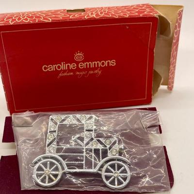 Brooch by Caroline Edmonds Rhinestone Model T Car in Mint Condition