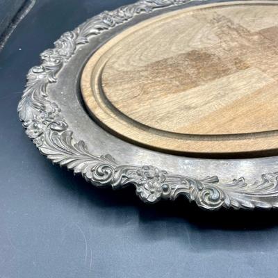 Silverplate Serving Platter with Cutting Board