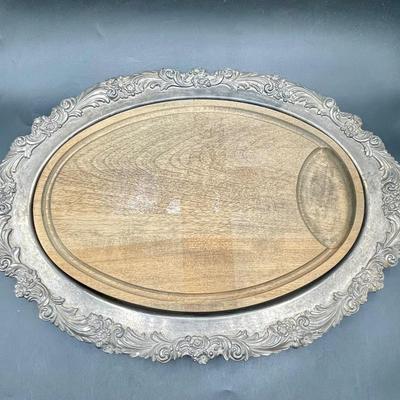 Silverplate Serving Platter with Cutting Board