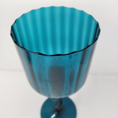 MCM Teal Glass Candleholder