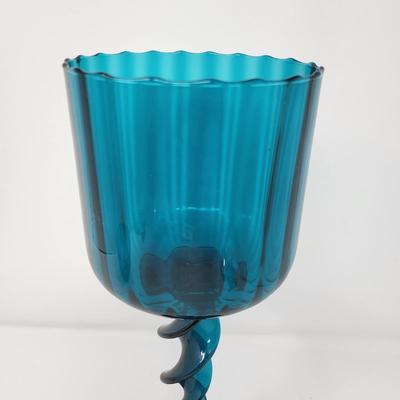 MCM Teal Glass Candleholder