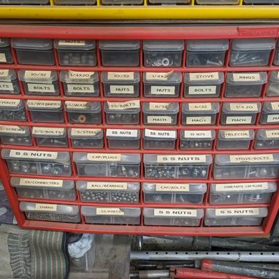 Large Red Organizer of Misc Bolts, Screws, Nuts,...