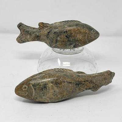 Pair of Stone Carved Fish Sculptures