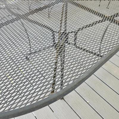 Black Oval Wrought Iron Patio Table + Six Chairs (OP-JS)