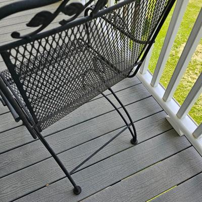 Black Oval Wrought Iron Patio Table + Six Chairs (OP-JS)