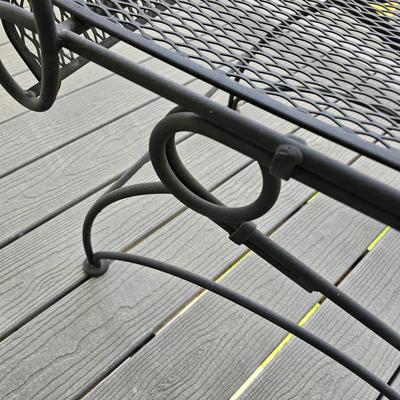 Black Oval Wrought Iron Patio Table + Six Chairs (OP-JS)