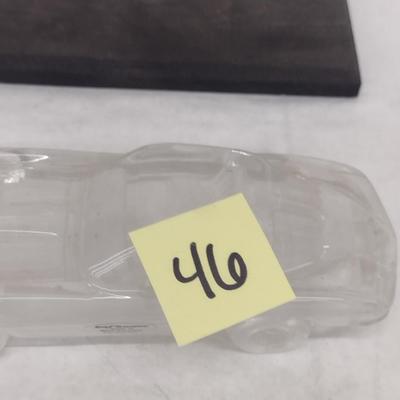 Vintage Crystal Hof Bauer Sports Car on Wooden Base (#46)