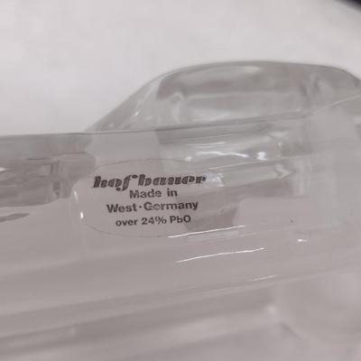 Vintage Crystal Hof Bauer Sports Car on Wooden Base (#46)