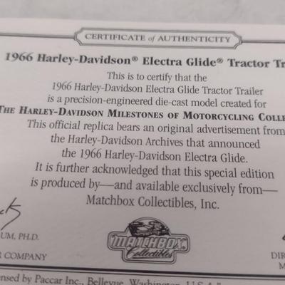 Harley Davidson 1966 Electra Glide Tractor Trailer with COA and Original Box (#49)