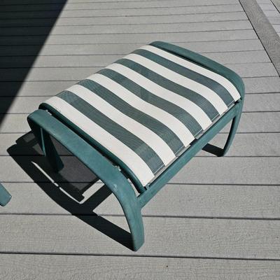 Tropitone Green/White Patio Rockers, Foot Stools & Table (OP-JS)