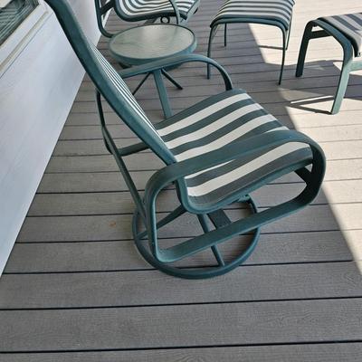 Tropitone Green/White Patio Rockers, Foot Stools & Table (OP-JS)