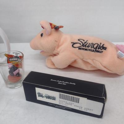 Collection of Harley Davidson Collectibles- Mug, Beanie Pig, Pewter Train, Shot Glass (#58)