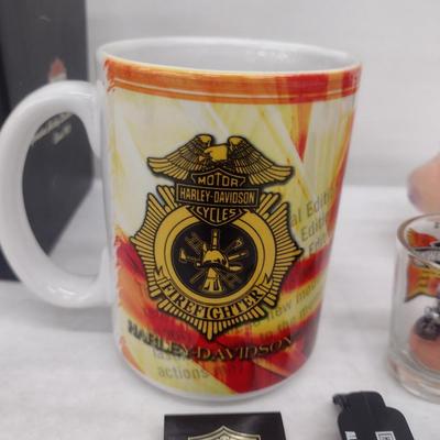 Collection of Harley Davidson Collectibles- Mug, Beanie Pig, Pewter Train, Shot Glass (#58)