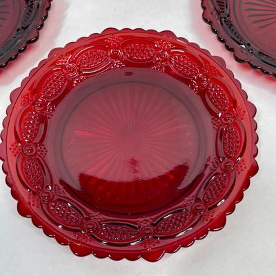 Vintage Avon Ruby Red Cape Cod Dessert Plates -set of 4