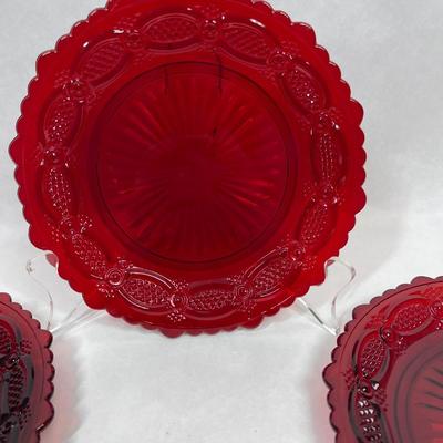 Vintage Avon Ruby Red Cape Cod Dessert Plates -set of 4