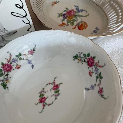 Vintage plates and 9 piece goblet set