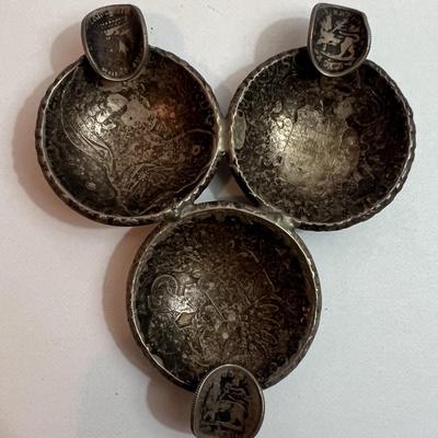 Antique Austrian Silver Thaler Coin Ashtray 3" x 3.5" in VG Preowned Condition from an Estate.