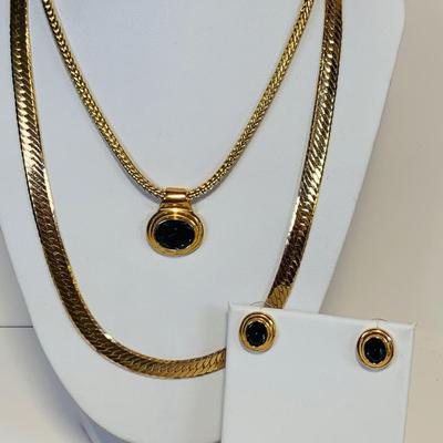 Lot 234: Vintage Park Lane Gold Tone Flex Choker Necklace,16' w/Matching Earrings, Gold Tone Necklace w/Pendant, Matching Earrings & More