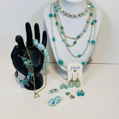 Lot 237: Silver Tone Beaded Necklaces, Magnetic Bracelet, Jody Coyote Sterling Silver Earrings & More