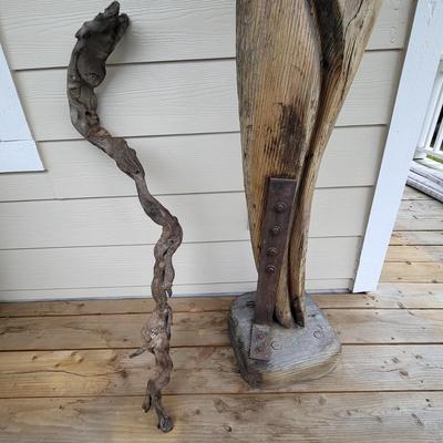 Mary & Jesus Rustic Wood Carving Statue 64" Tall