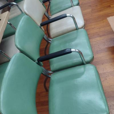 Vintage Connected Metal Frame Lobby Chairs- Bank of Four