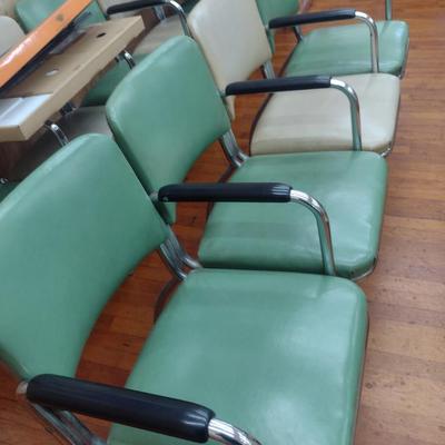 Vintage Connected Metal Frame Lobby Chairs- Bank of Four