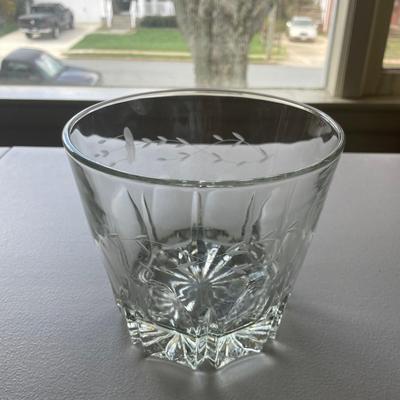 Vintage Etched Heavy Glass Ice Bucket