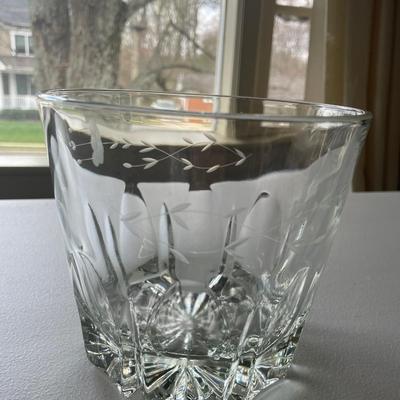 Vintage Etched Heavy Glass Ice Bucket