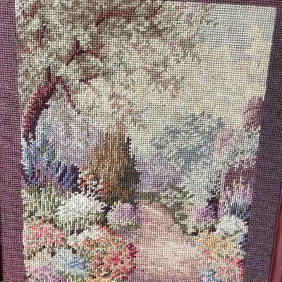 Vintage Needlepoint Fireplace Screen