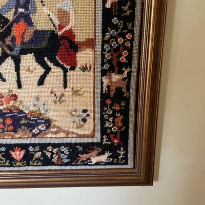 Vintage Persian Tapestry Needlepoint - Framed