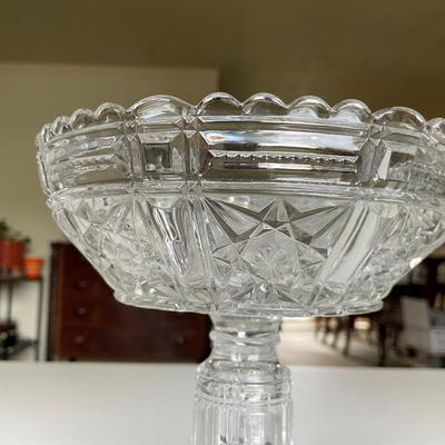 Victorian Large Clear Glass Compote 