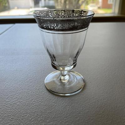 Tiffin-Franciscan Rambler Rose Clear Stem Tumbler / Cordial Glasses