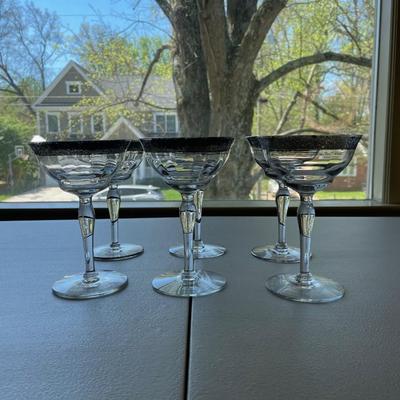 Tiffin-Franciscan Rambler Rose Clear Stem Champagne / Wine Glasses