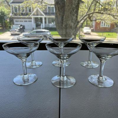 Set of 6 Vintage Champagne Crystal Glasses