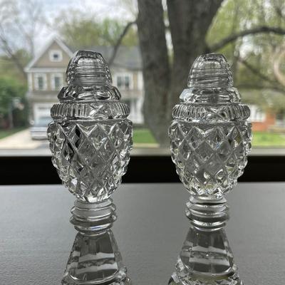 Vintage Crystal Glass Salt and Pepper Shakers