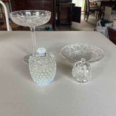 Four Glass Cut Glass Crystal Items