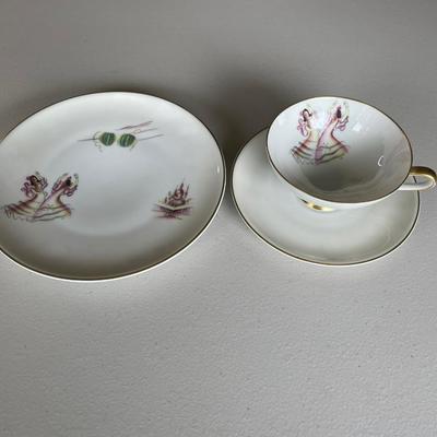 Vintage Porcelain German Tea Cup, Saucer, and Plate