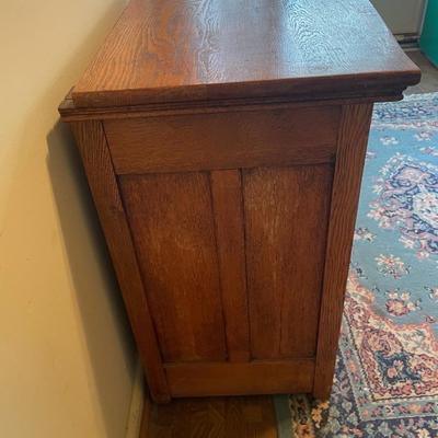 Antique Oak 2 Drawer 2 Door Washstand Server Buffet Cabinet