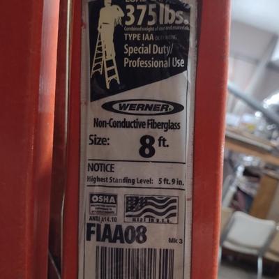 Werner Fiberglass Ladder- 8 Feet- 375 Lb Duty Rating