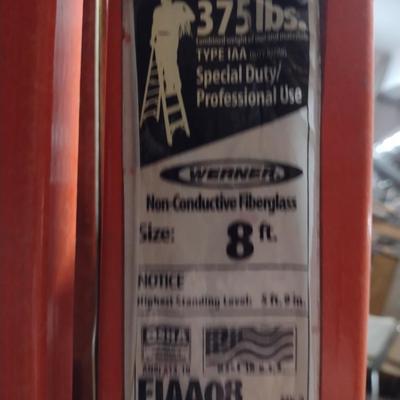 Werner Fiberglass Ladder- 8 Feet- 375 Lb Duty Rating