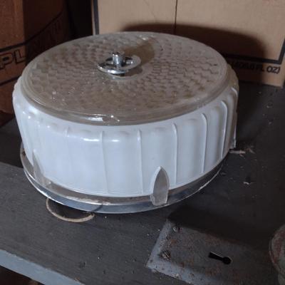 Vintage Light Fixture with Glass Cover- Approx 10 1/2" in Diameter