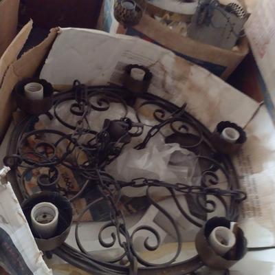 Wrought Metal Chandelier- Five Lights- Approx 18" in Diameter