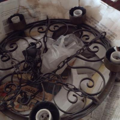Wrought Metal Chandelier- Five Lights- Approx 18" in Diameter