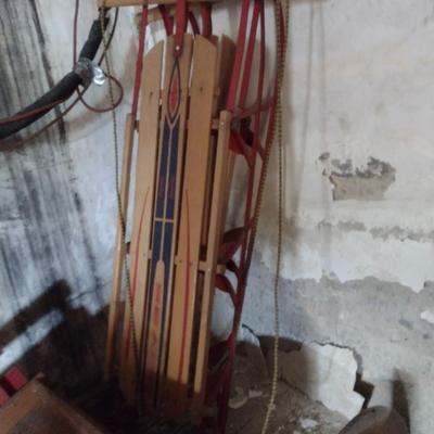 Vintage Sears Wooden Sled (Choice A)