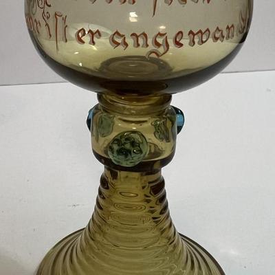 Vintage Set of 6 German Wine Goblets with Different Sayings in VG Preowned Condition.